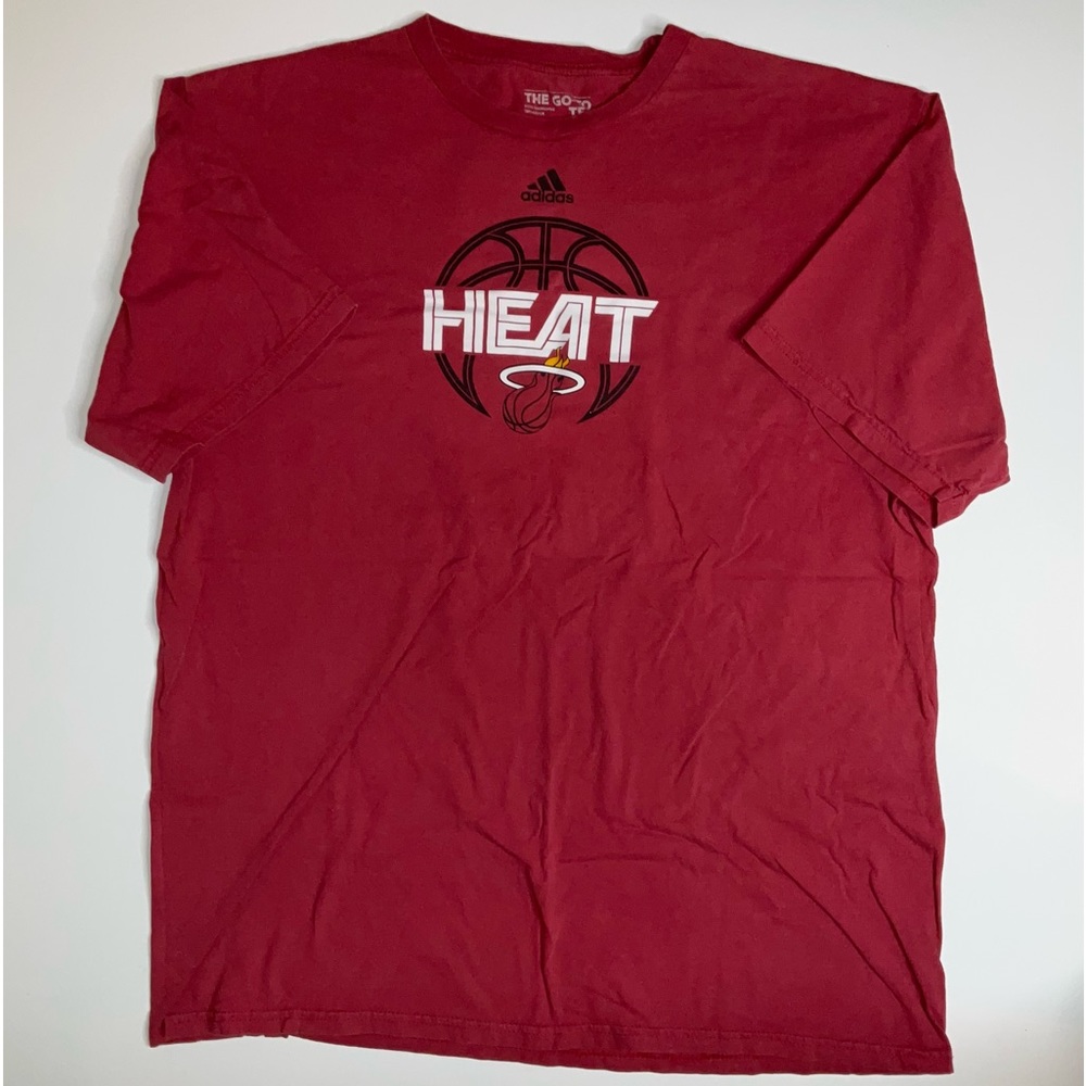 Miami Heat Adidas T Shirt Mens XL NBA Basketball Adult Top Tee Red White Black
